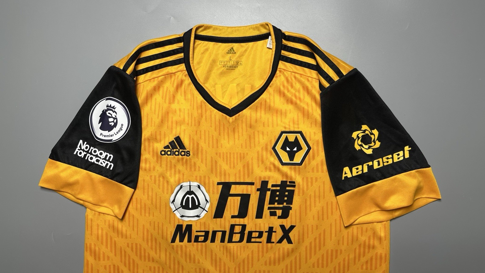 WOLVERHAMPTON ADIDAS 2020/2021 FOOTBALL HOME JERSEY #20 VITINHA SIZE “L” FJ4503