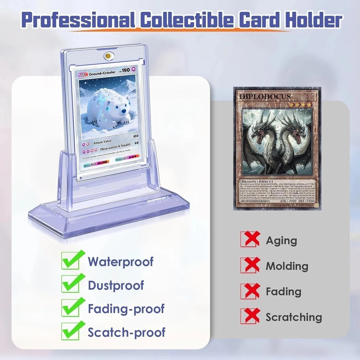 Magnetic Card Holder, 35pt One Touch Card Holder, U-V Protectors Hard Plastic