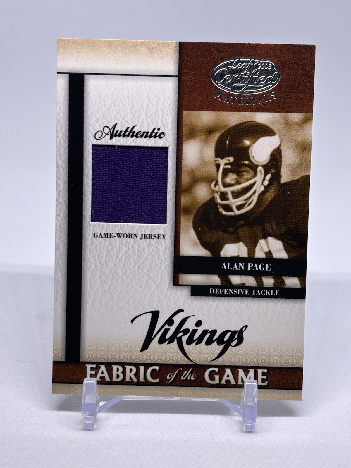2008 Leaf Certified Materials – Fabric of the Game Alan Page #FOG-1 /99 (MEM)
