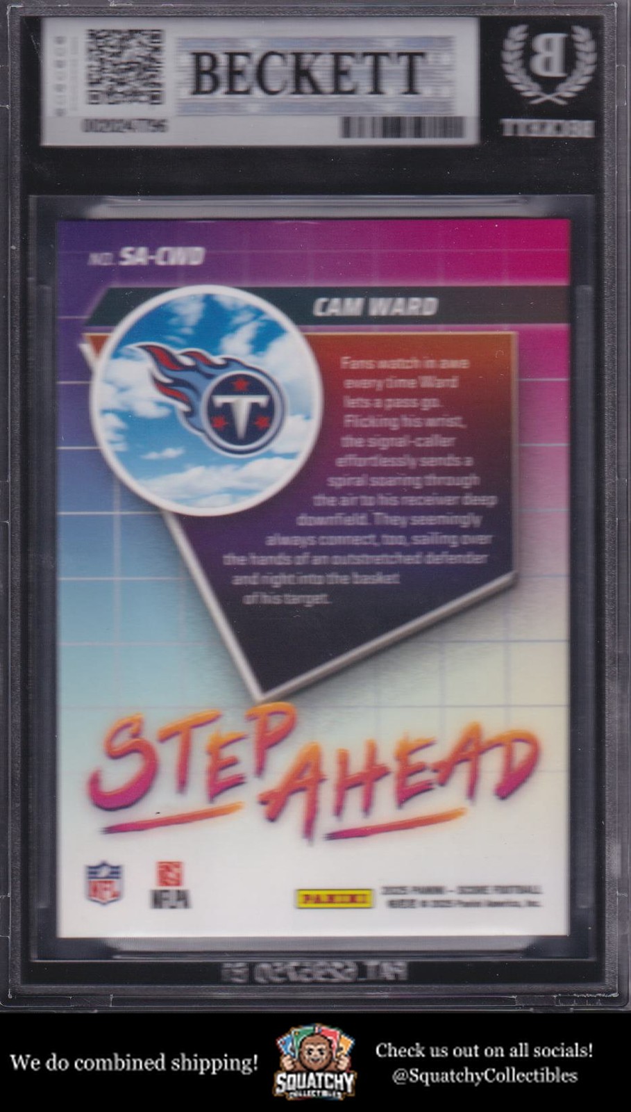 2025 Panini Score #2 Cam Ward Step Ahead RC BGS 8.5