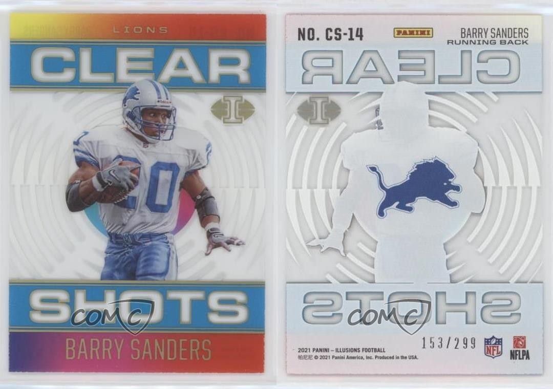 2021 Panini Illusions Clear Shots Light Blue /299 Barry Sanders #CS-14 HOF 0c3