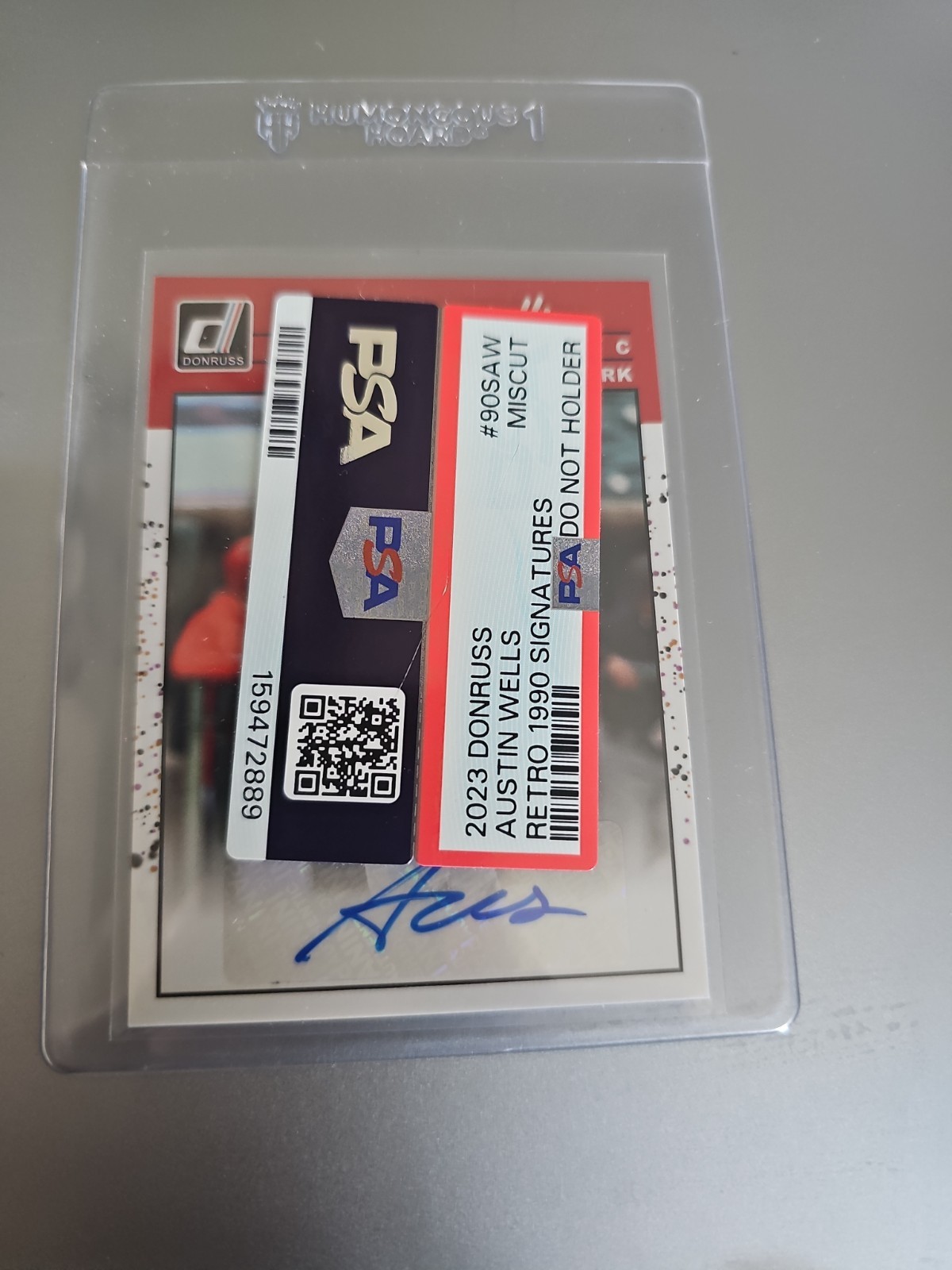 2023 Donruss Retro 1990 Signatures Austin Wells RARA 1-of-1 Error MISCUT