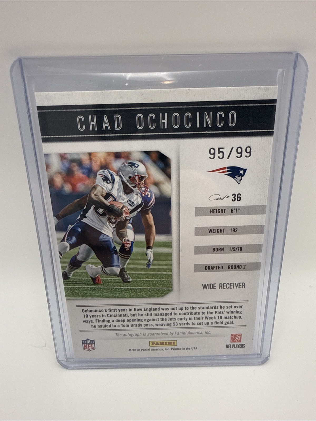 Chad Johnson Card Autograph Patriots 2011 Panini Playbook – #36 /99 (AU)