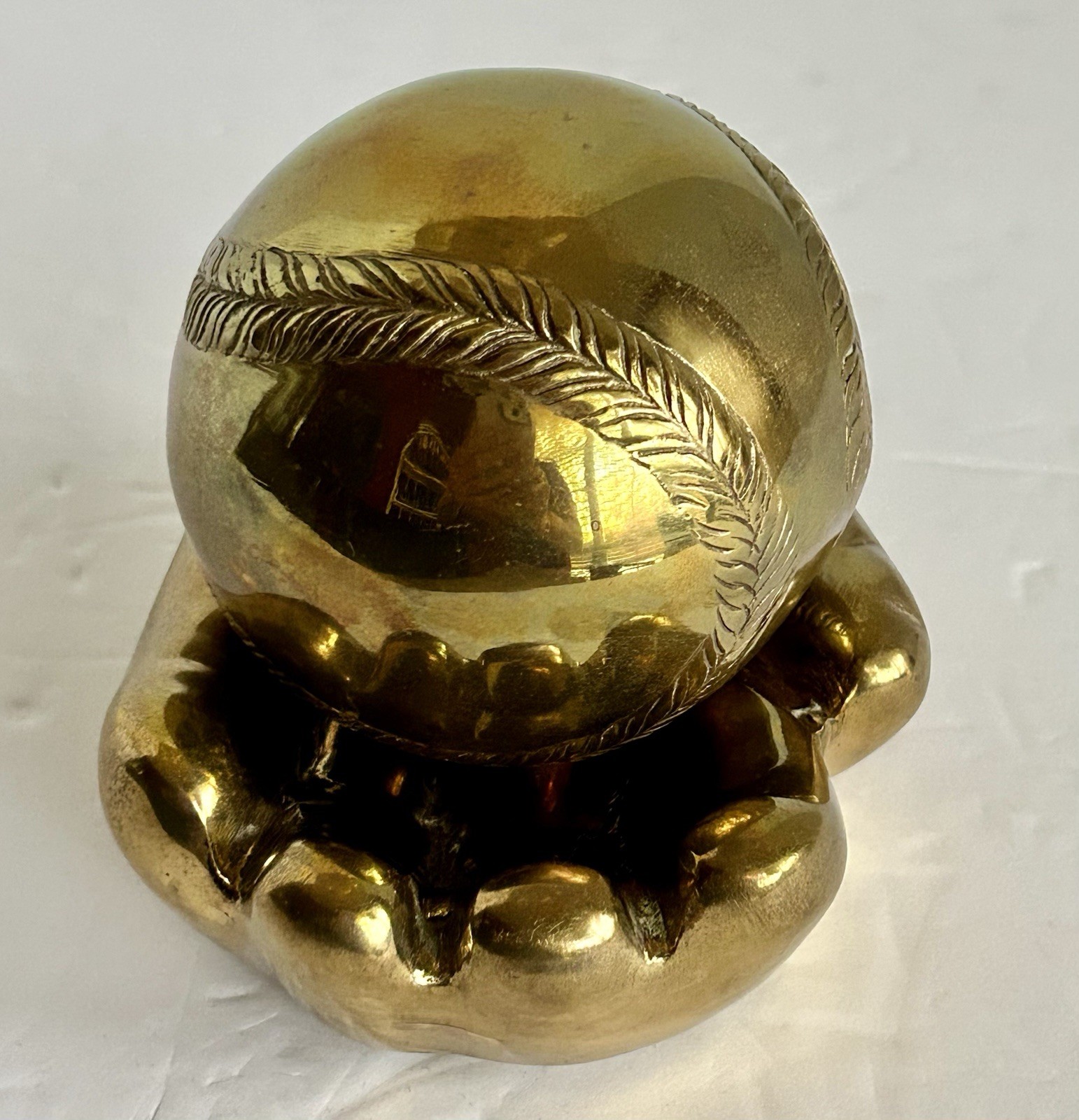 Vintage 2 Pc Brass Paperweight Baseball & Baseball Glove Made In India 4.5”x3”