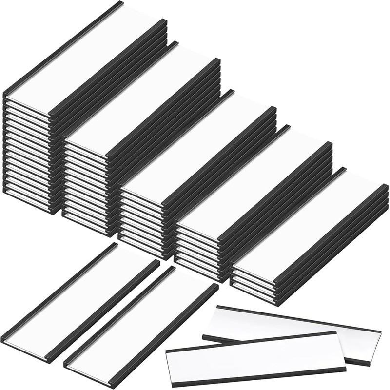 Magnetic Label Holders W/ Protective Films & Replacement Paper Organization New
