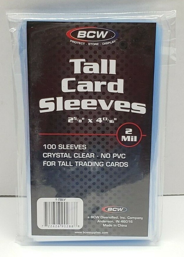 500 Pack- BCW Tall Trading Card Soft Sleeves 2-5/8 x 4-13/16 Clear Widevision