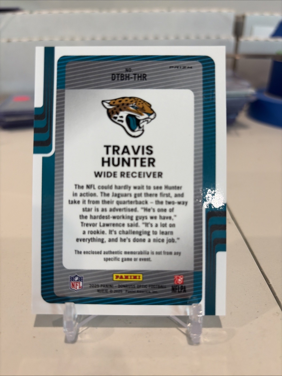 2025 Donruss Optic Travis Hunter Threads Blue Hyper