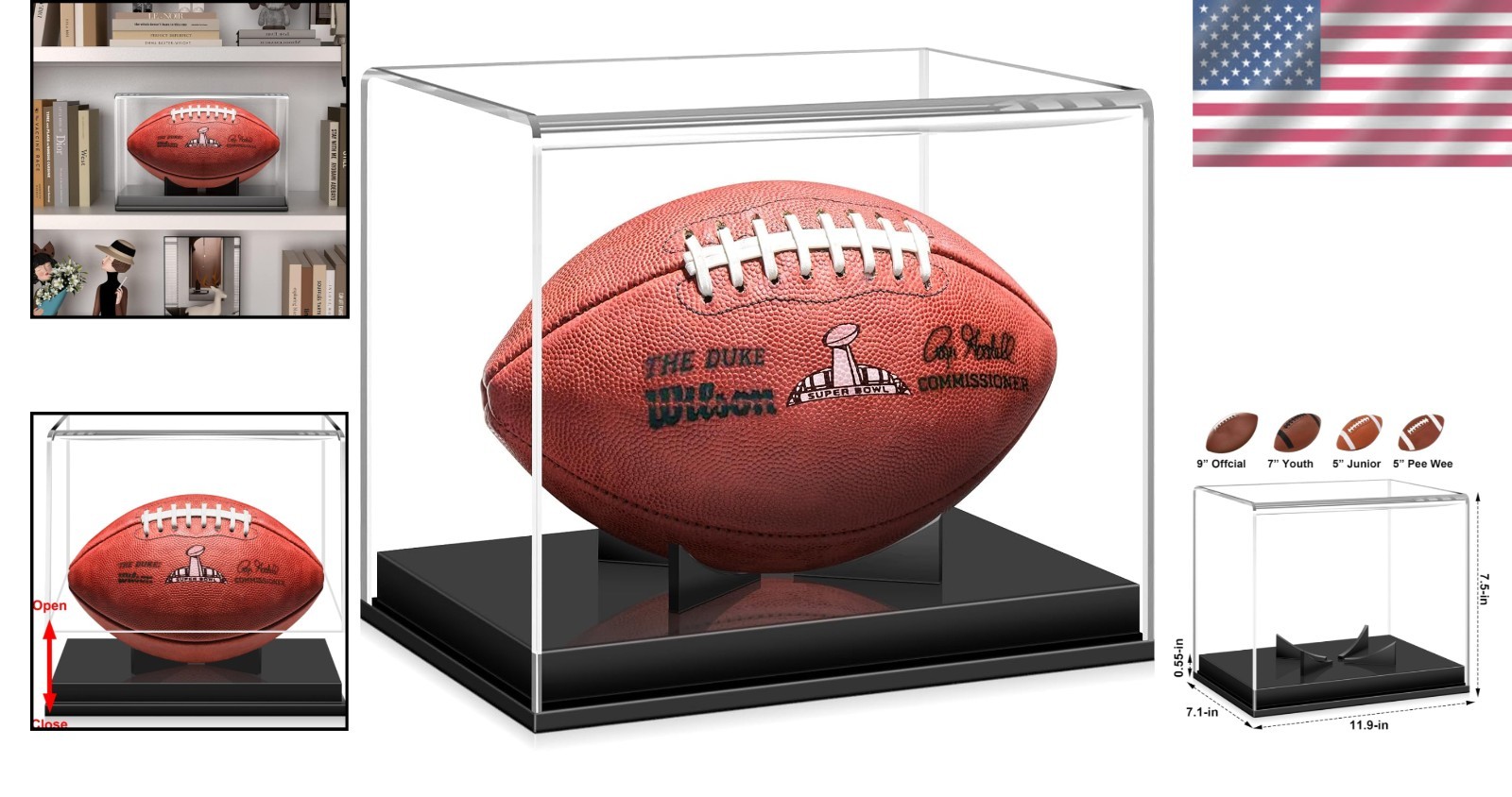 Clear Cube Football Holder – Durable Construction