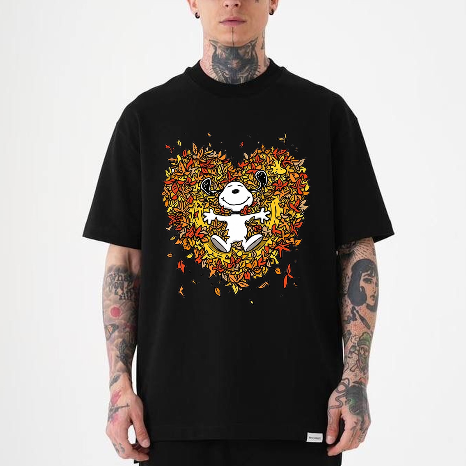 Cute Cartoon Autumn Leaves Heart Shirt, Thanksgiving Fall Graphic Tee – S to 5XL