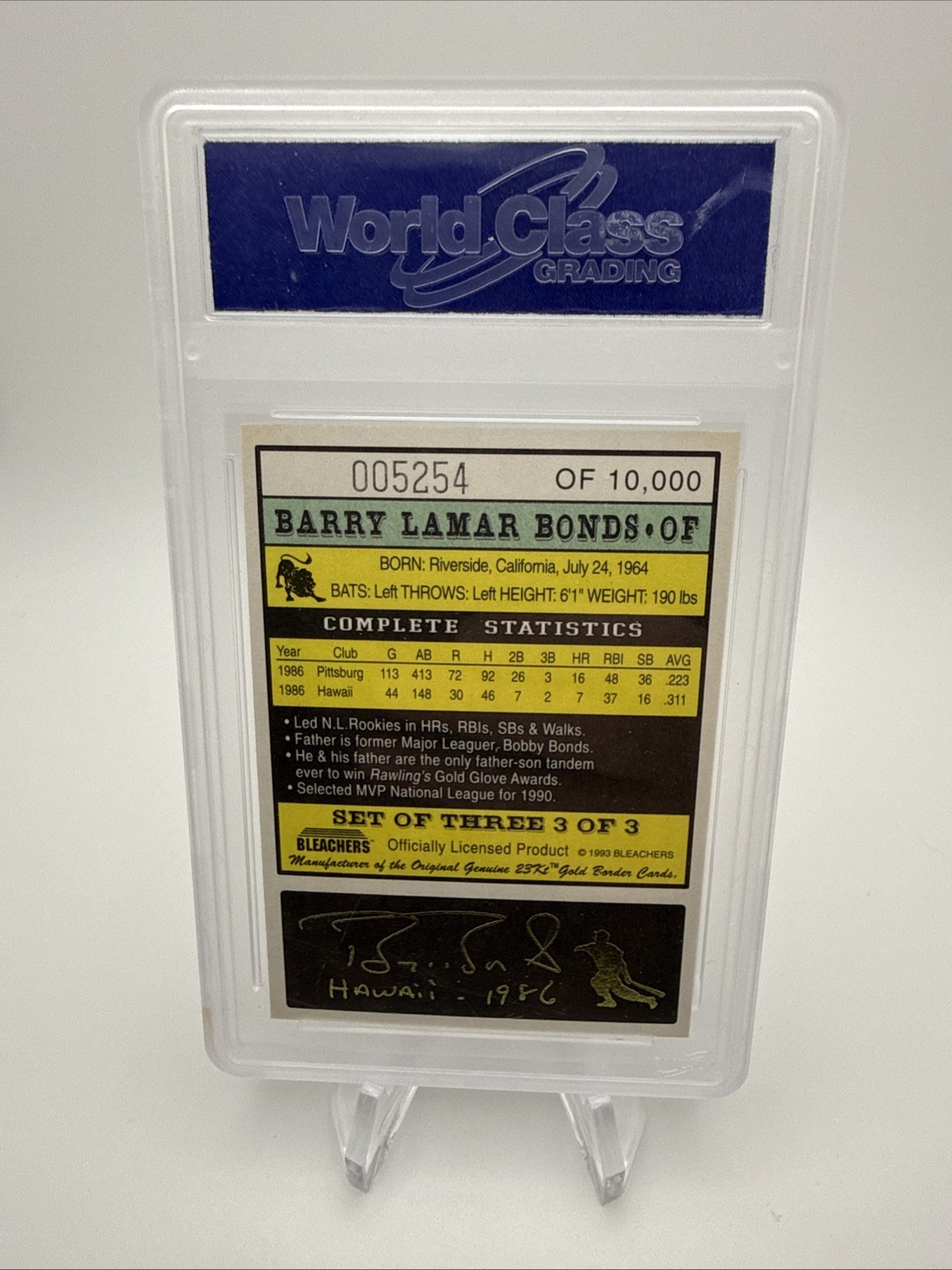 BARRY BONDS 1993 Bleachers 23KT Gold Border Full Set of 4 – WCG 10 (Gem Mint)