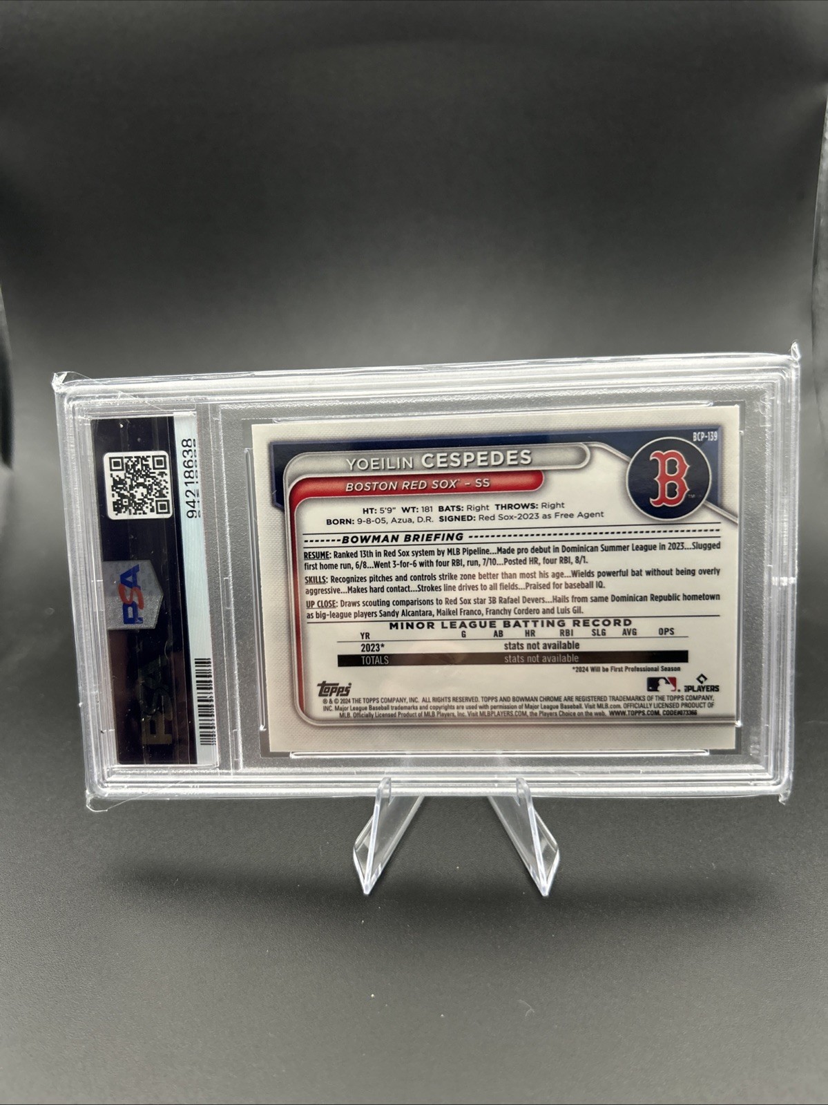 2024 YOEILIN CESPEDES 1st Bowman Chrome Prospects Mega Box Blue/150 PSA 10 GM