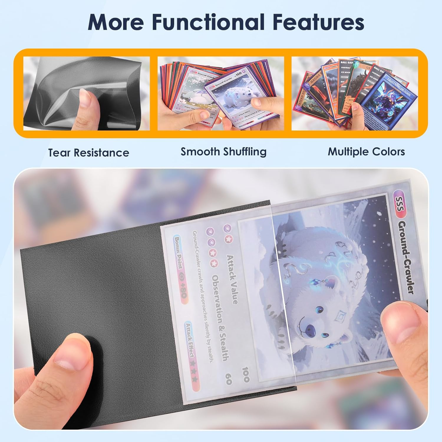 500 Pcs Black Card Sleeves Toploaders for Trading Card, Matte Card Sleeves Deck