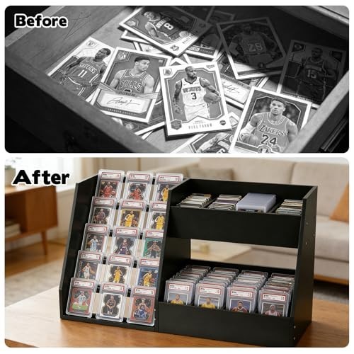 5-Tier Wooden Trading Card Display Stand for 200+ PSA/BGS/SGC Slabs – Sleek Tier