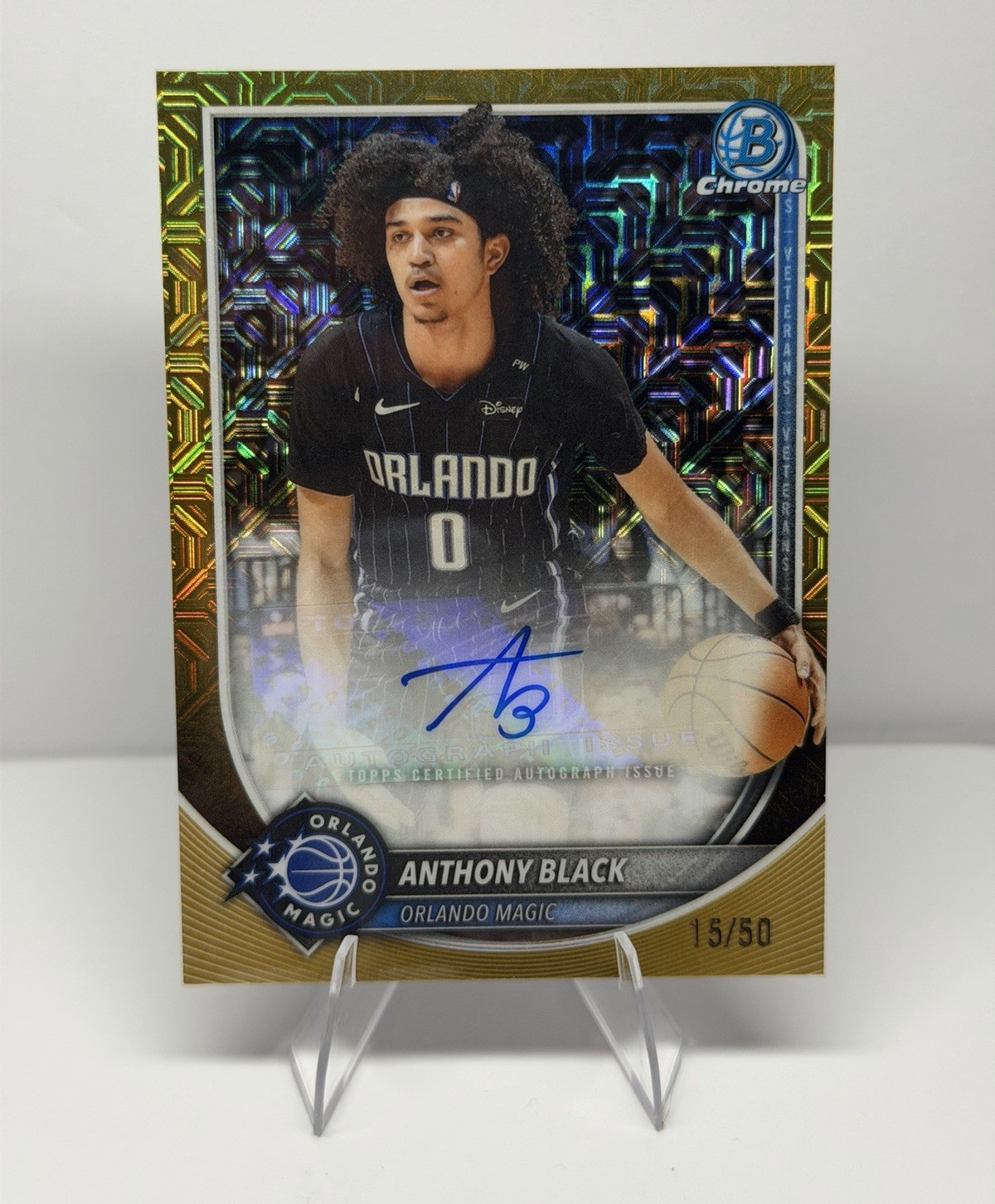 Topps 2025-26 Bowman Chrome Gold Mojo Anthony Black Magic BCA-AR Auto 15/50