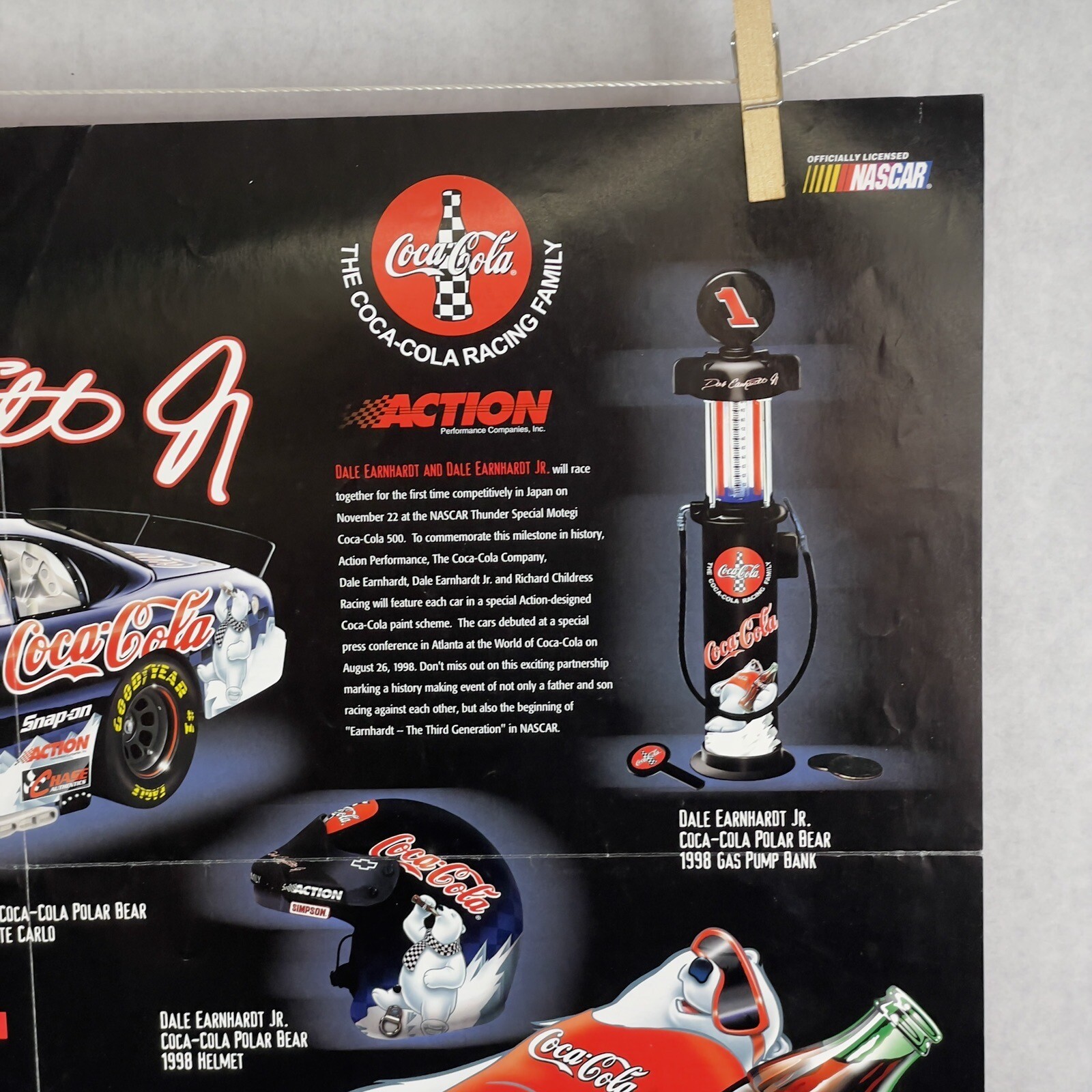 Dale Earnhardt Sr. (#3) & Jr. (#1) 1998 Coca Cola Nascar Racing Poster ￼ 16×22
