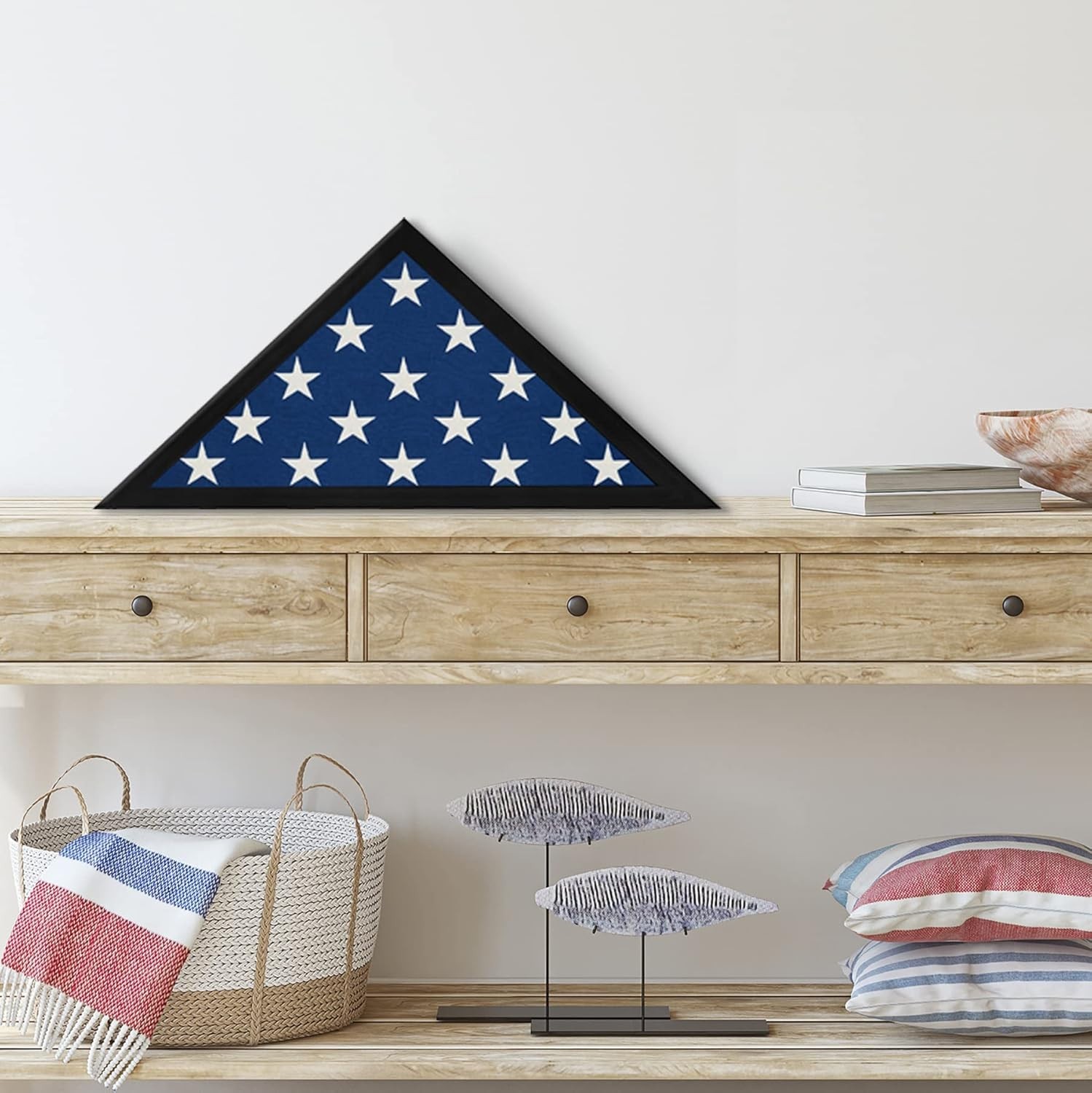 Durable Engineered Wood Flag Display Case – Fits 3×5′ Flags – Black Finish