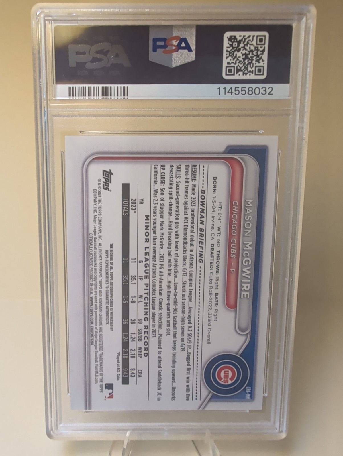 2024 Bowman Chrome – Prospect Autographs Mason McGwire #CPA-MM (AU, RC)