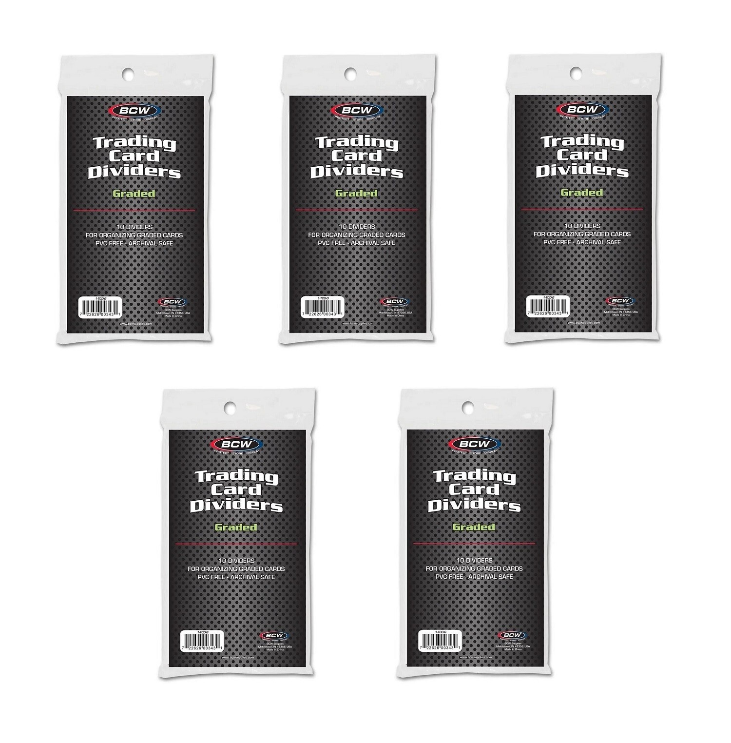 (50) BCW Graded Size Trading Card Dividers – Organize PSA BGS Slabs (5 Packs)