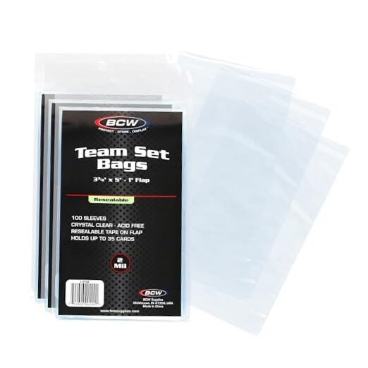 Resealable Team Set Bags – 300 Count | Holds 35 Loose Cards or 5 Standard