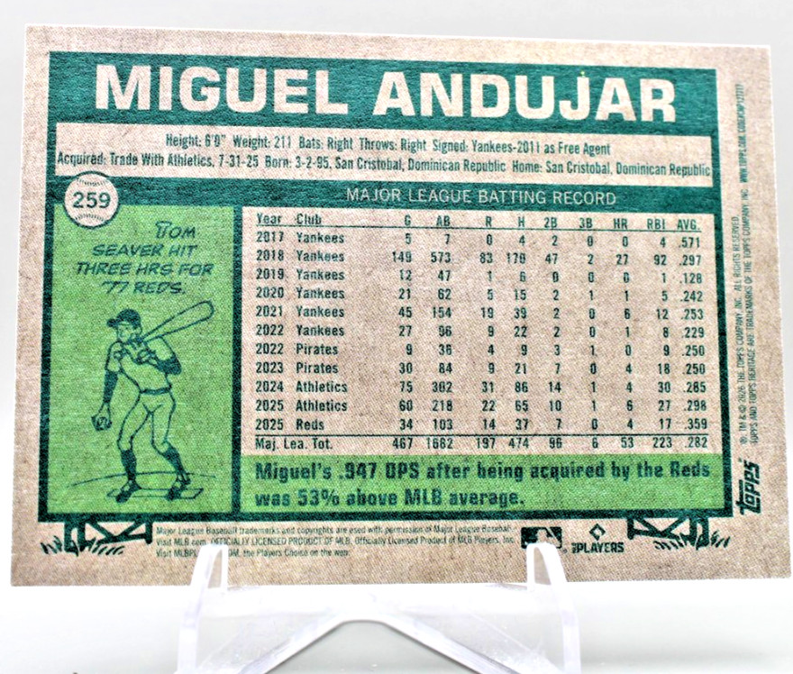 2026 Topps Heritage – Miguel Andujar #259 Reds