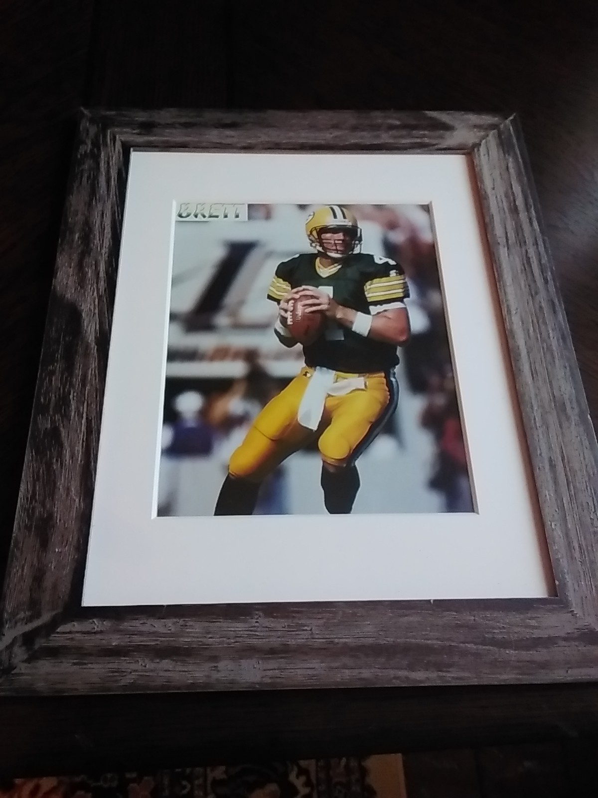 Framed Picture of Quarterback Brett Favre As A GREENBAY Packers NFL Football