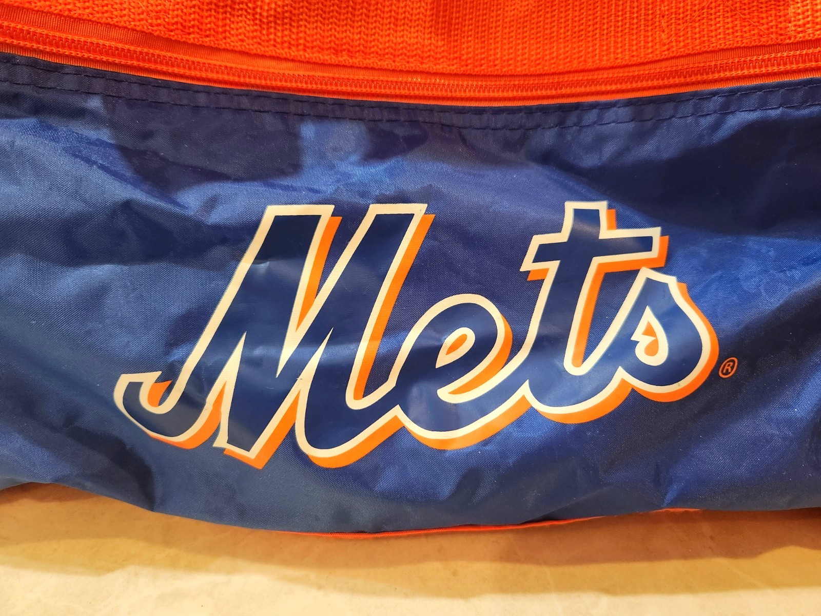 New York Mets And Verizon Logo duffel bag in blue and orange