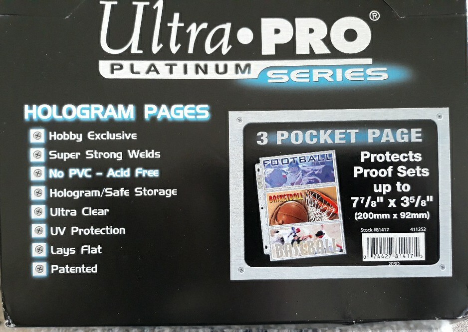 (10) Ultra Pro 3-Pocket Platinum Series Album Pages for Banknotes etc. (UP3P-3)