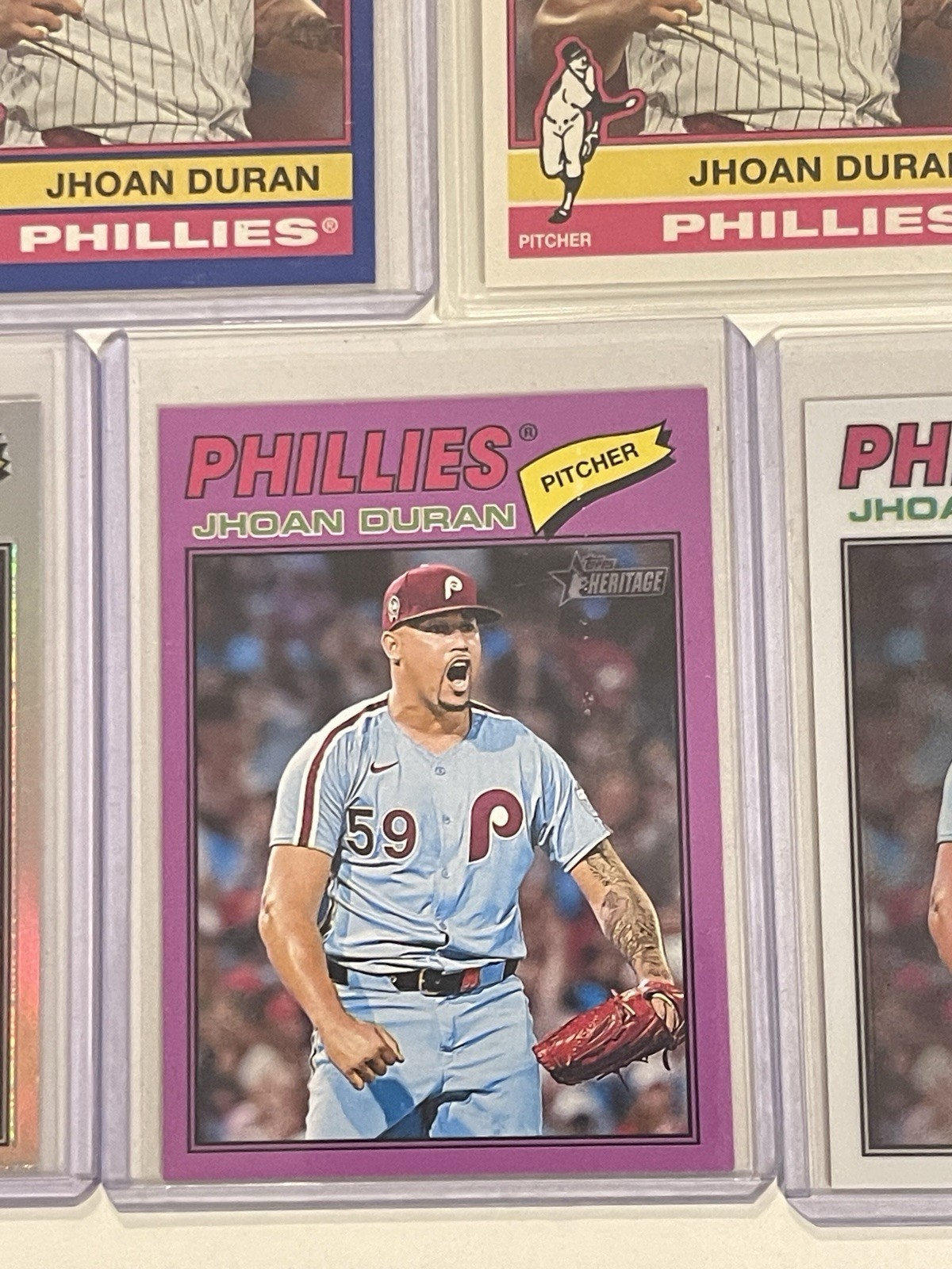 2025-26 Topps Heritage (5x) Lot JHOAN DURAN SP Chrome, Blue, Purple – Phillies