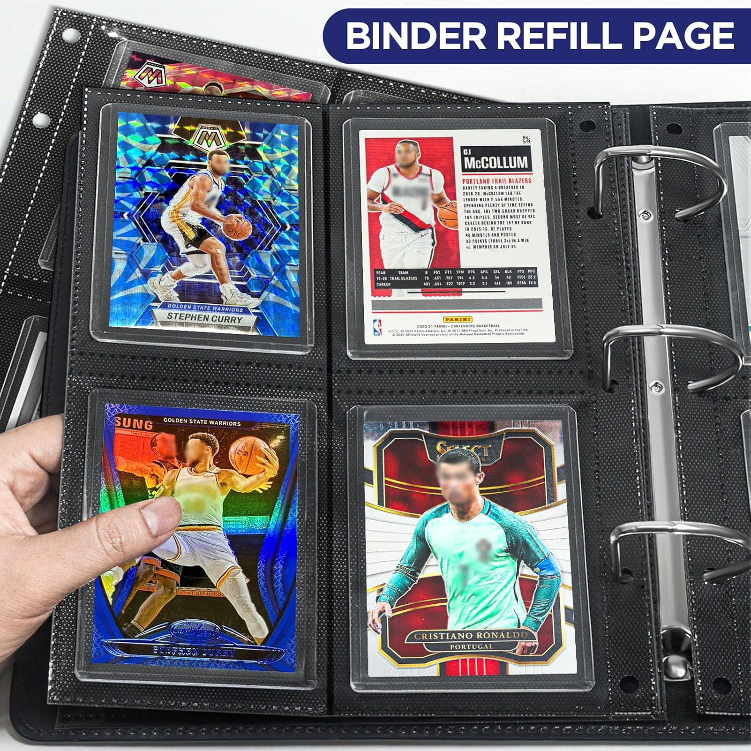 Top Loader Sleeves 4-Pocket Trading Card Storage Refill Binder Pages – 50 Pack