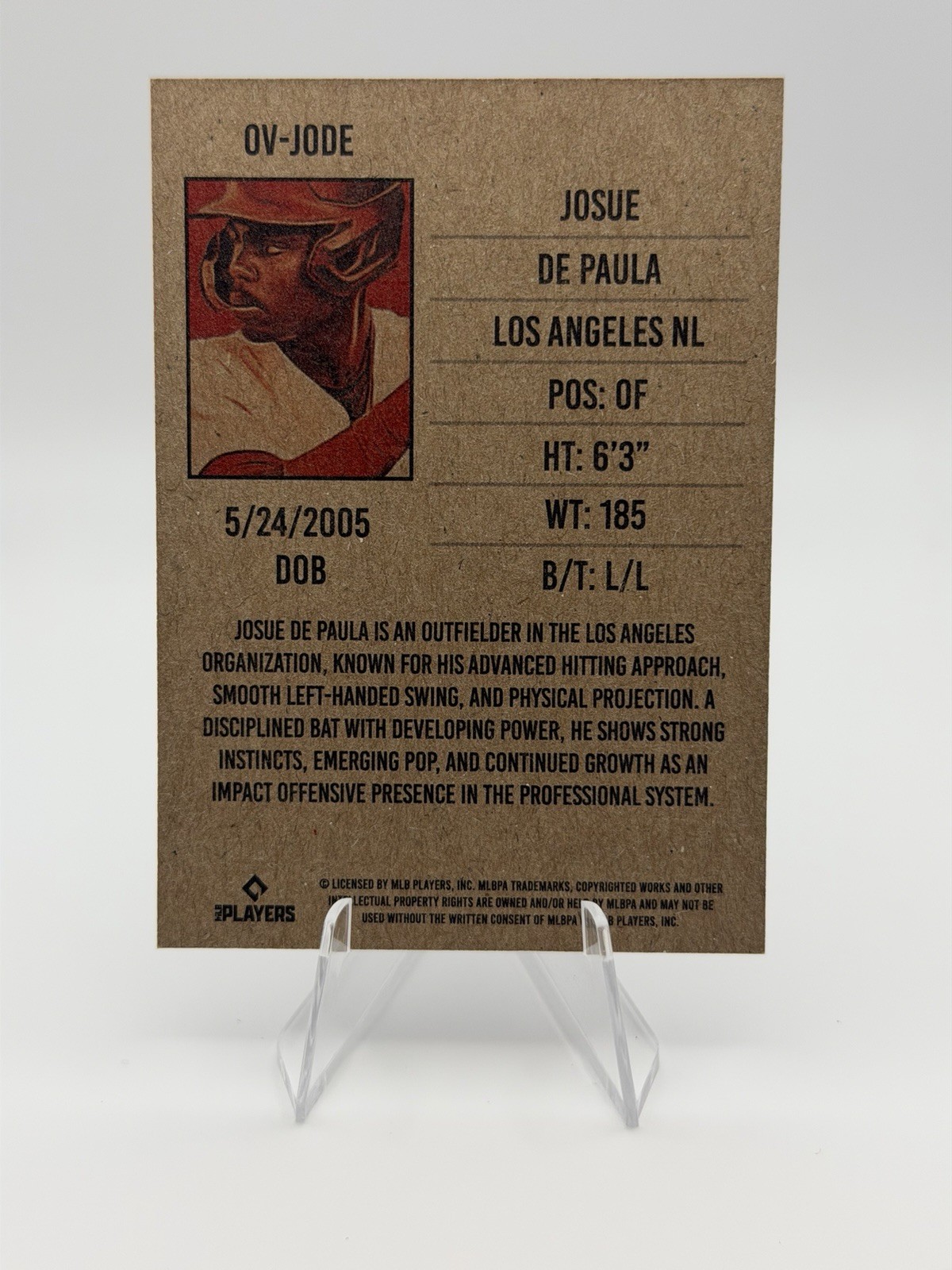 2026 Onyx Vintage Josue De Paula #OV-JODE Los Angeles Dodgers Base card Prospect