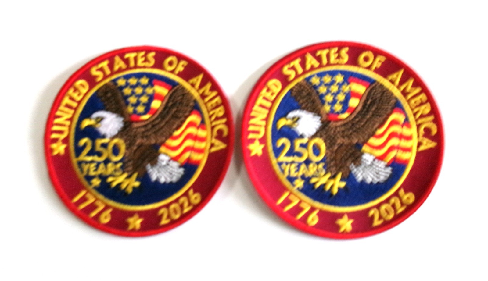 LOT OF (2) 1776-2026 UNITED STATES OF AMERICA 250 YEARS EMBROIDERED PATCH # 101D