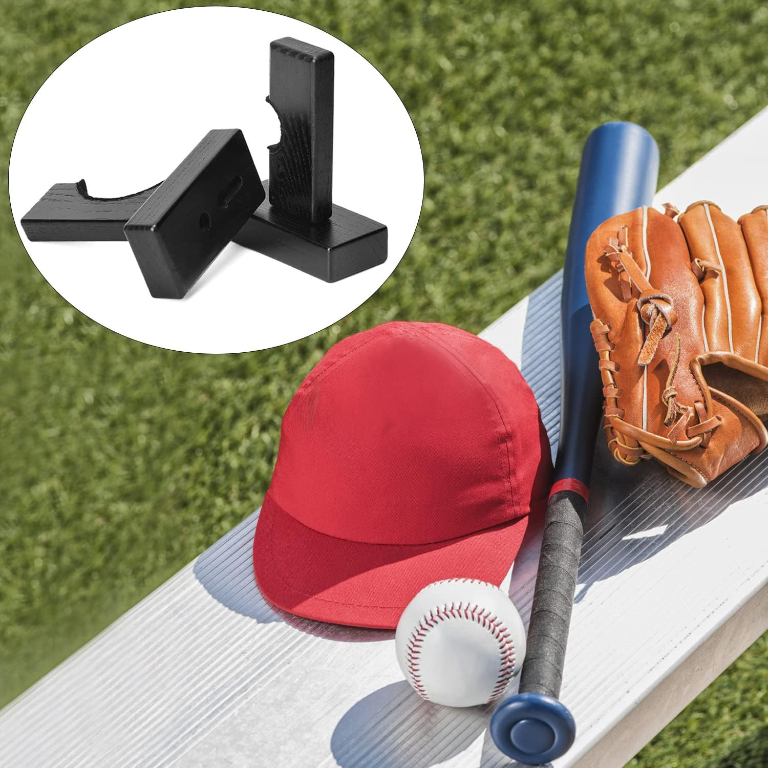 Solid Wood Baseball Bat Display Case – Horizontal Rack, Sturdy Stand, Softball H