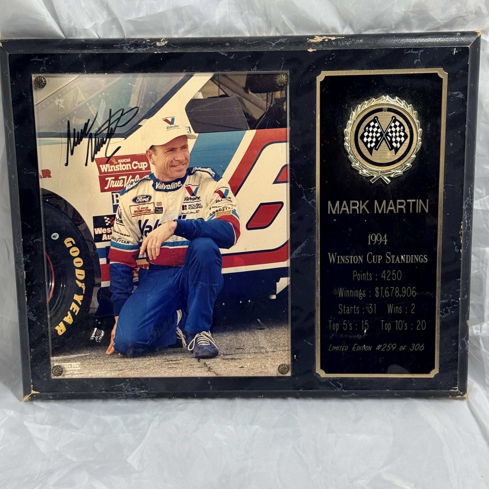 Mark Martin Signed 1994 Autographed 15 X 12 NASCAR Photo Plaque ***READ***
