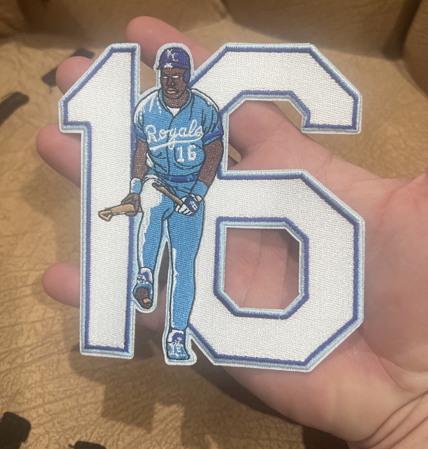 RARE Bo Jackson #16 KC Royals Big Large 4.75in Iron / Sew On Jersey Patch Logo