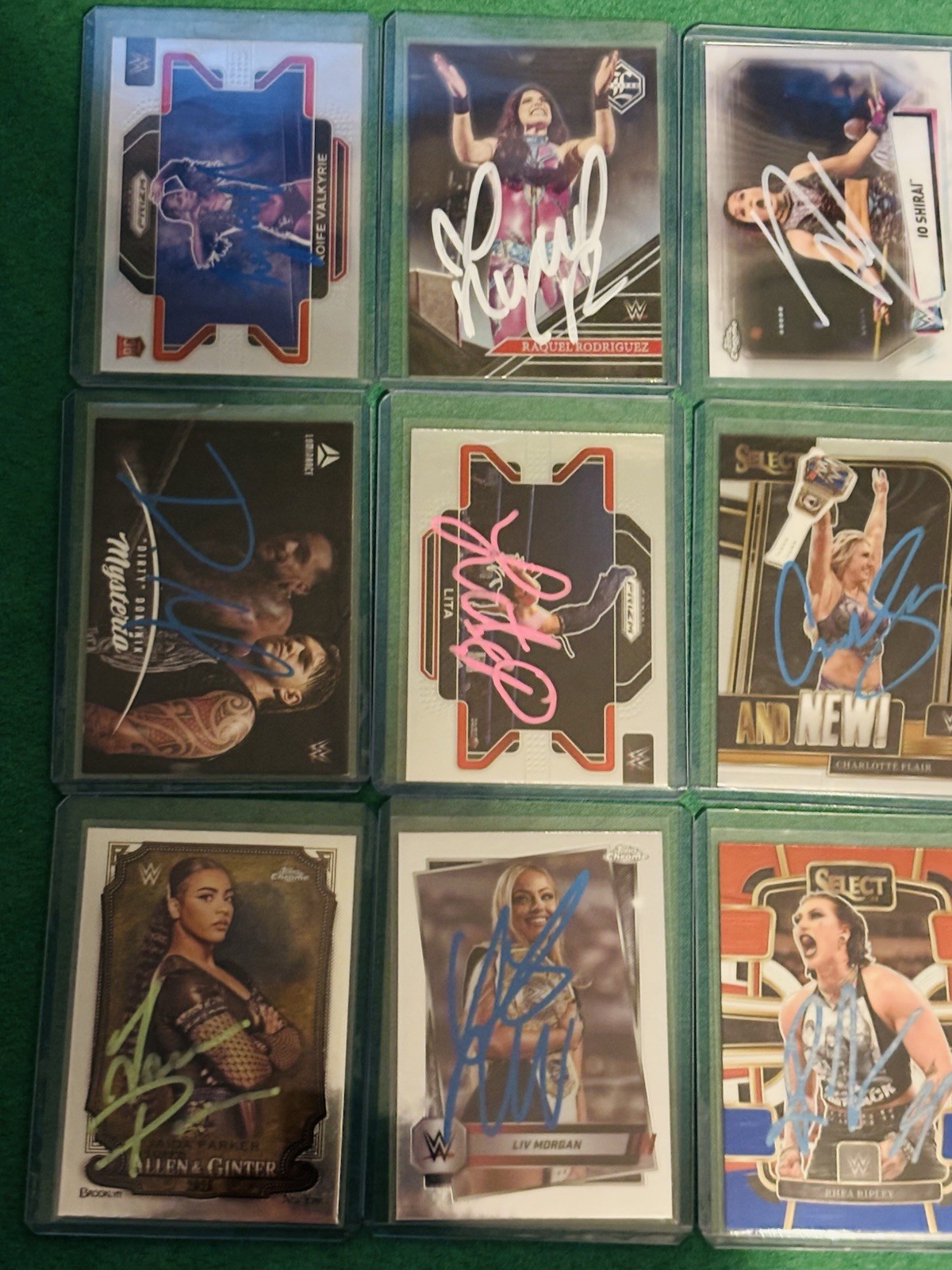 15 Card WWE Auto Lot (In person) Big Names – Rhea, Liv, Orton, Lita, Iyo, Flair