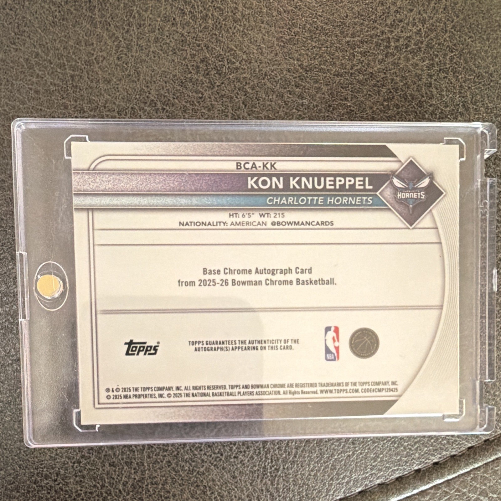 Kon Knueppel 2025-26 Bowman Chrome Autographs Purple /250 RC Auto