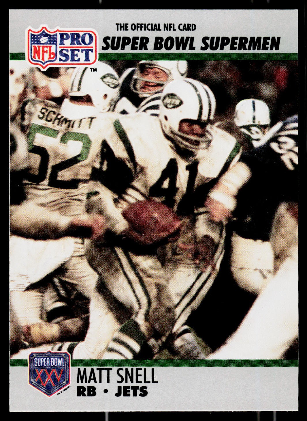 Matt Snell, 1990-91 Pro Set Super Bowl XXV Silver, #44, New York Jets,