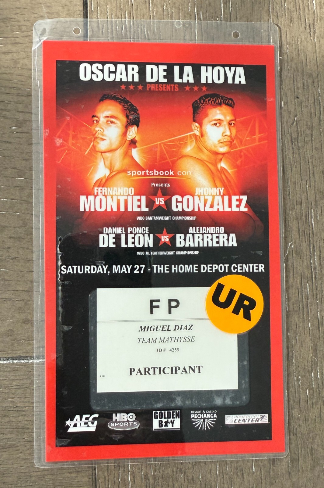 2006 Fernando MONTIEL vs Jhonny GONZALEZ Credential 👊 Miguel Diaz Collection