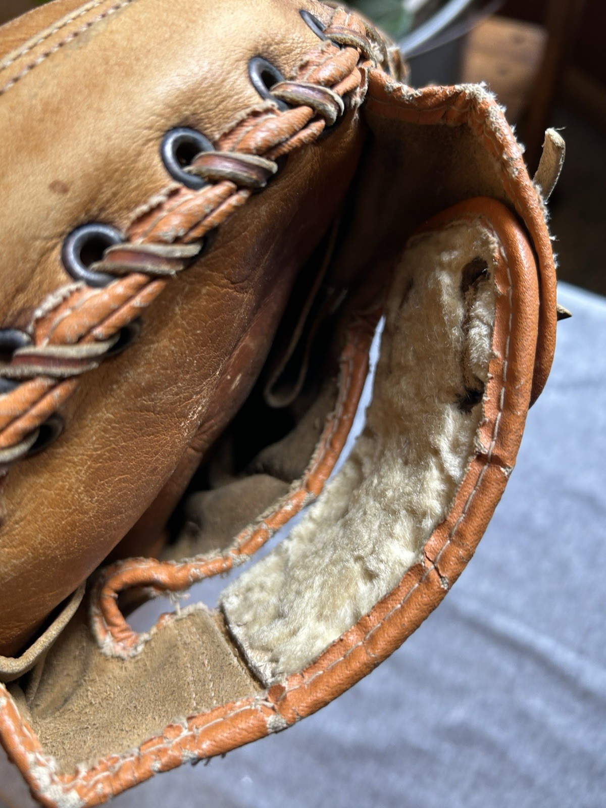 Vintage Baseball Catcher Glove Mitt Denkert M229 HAL SMITH Pro Maker Hinge Pad