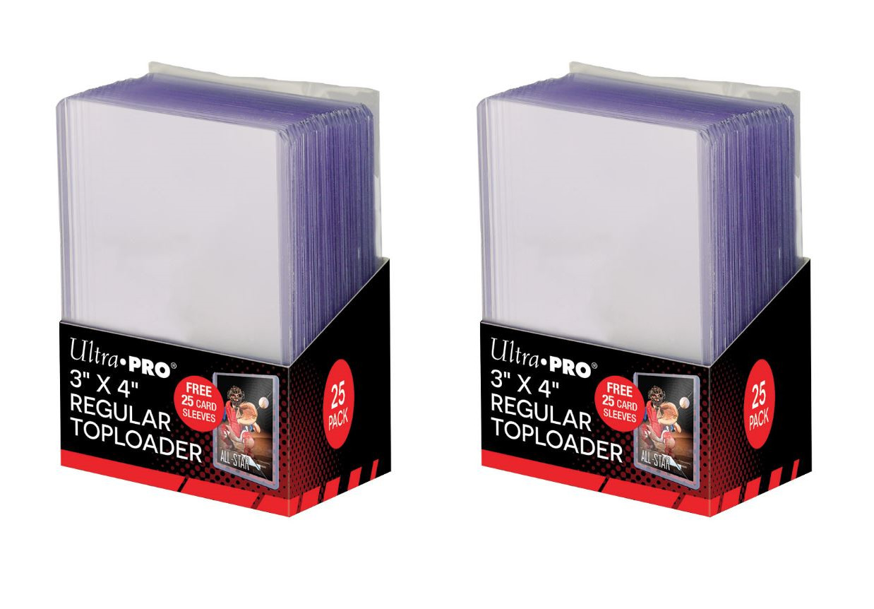 (50) Ultra-Pro Regular Topload Card Holder & Sleeves Combo Pack For Sports Cards