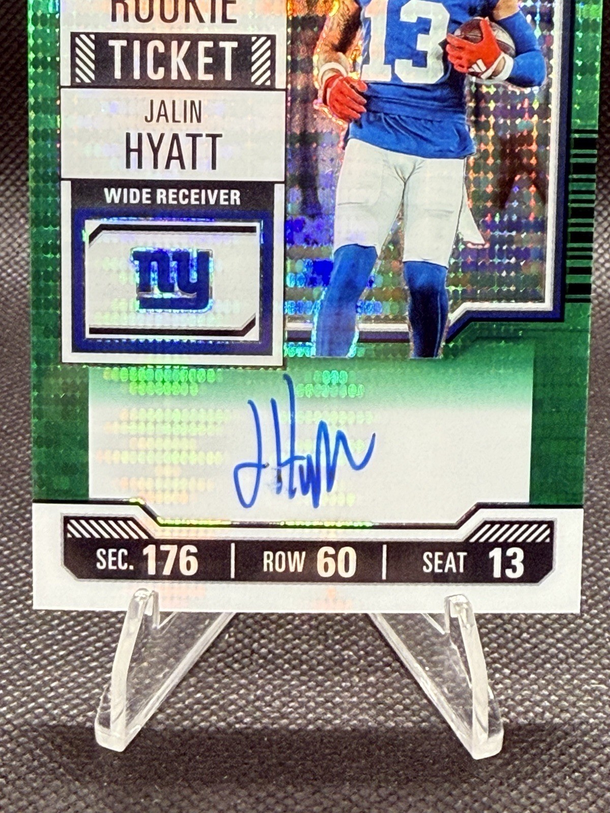 2023 Contenders Optic Jalin Hyatt Rookie Ticket Green Pulsar Prizm SSP 30/30