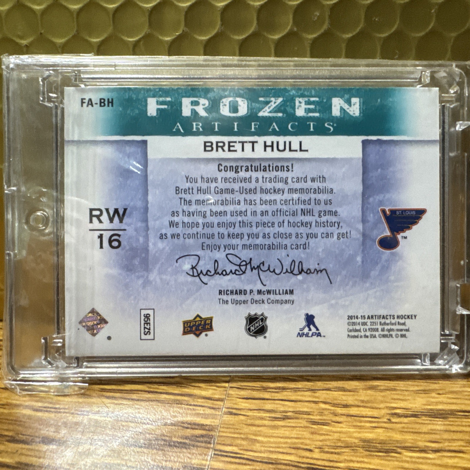 2014-15 Upper Frozen Artifacts # FA-BH Dual Patch 1-Blue/1-3-color Serial #12/36