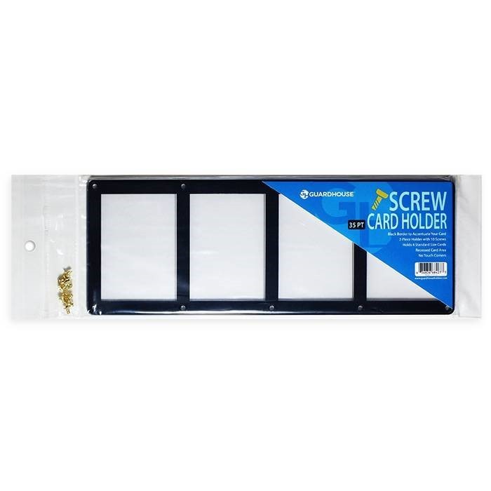 35pt Quad Screwdown Card Holder Black Border Recessed TCG Sports Display Case