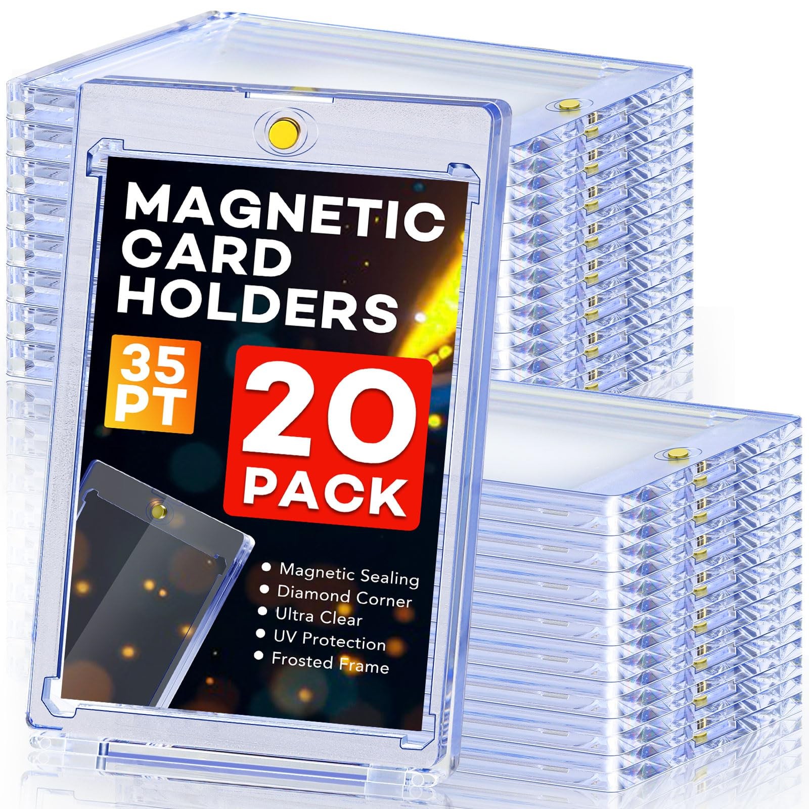 20 Pack Ultra Clear One Touch Magnetic Card Holder For 35PT Trading Sports Cards