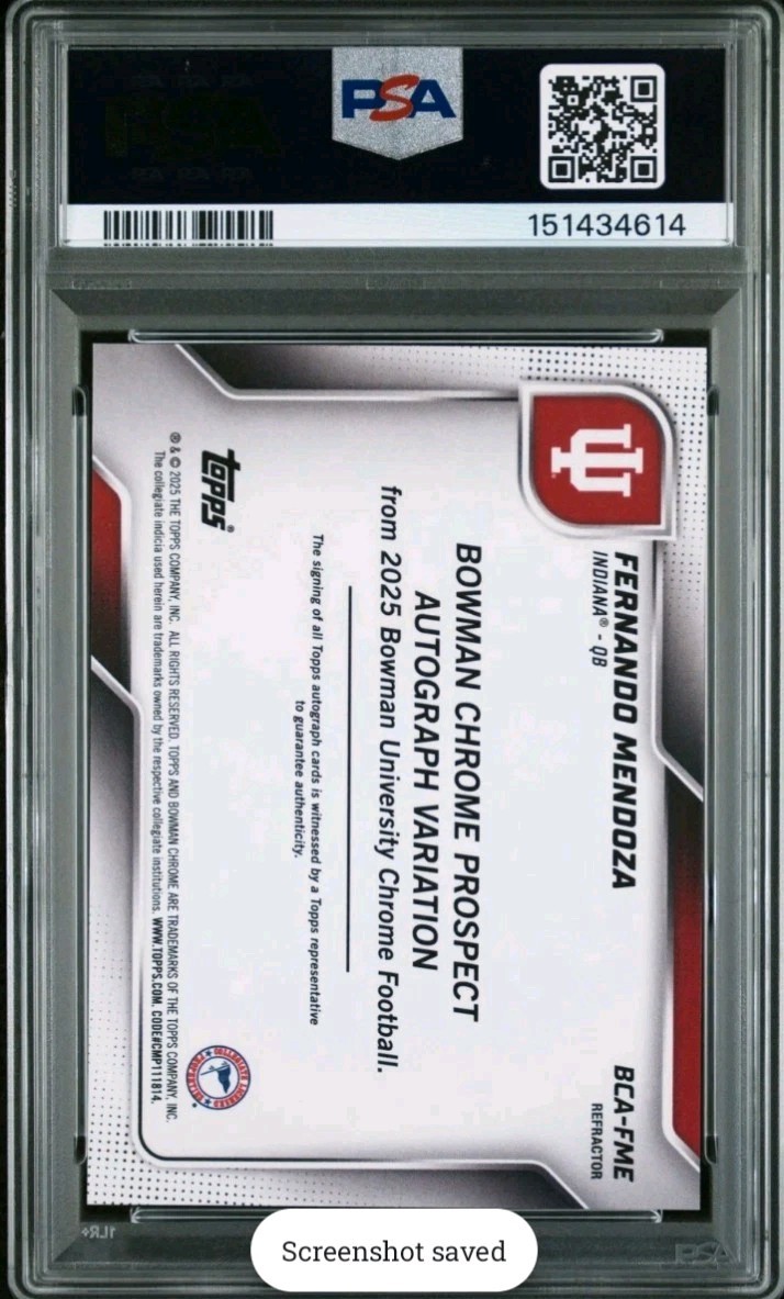 💥25 Bowman U Chrome 1st Fernando Mendoza /299 PSA 10 Auto 🚨CHASE PACK READ👇