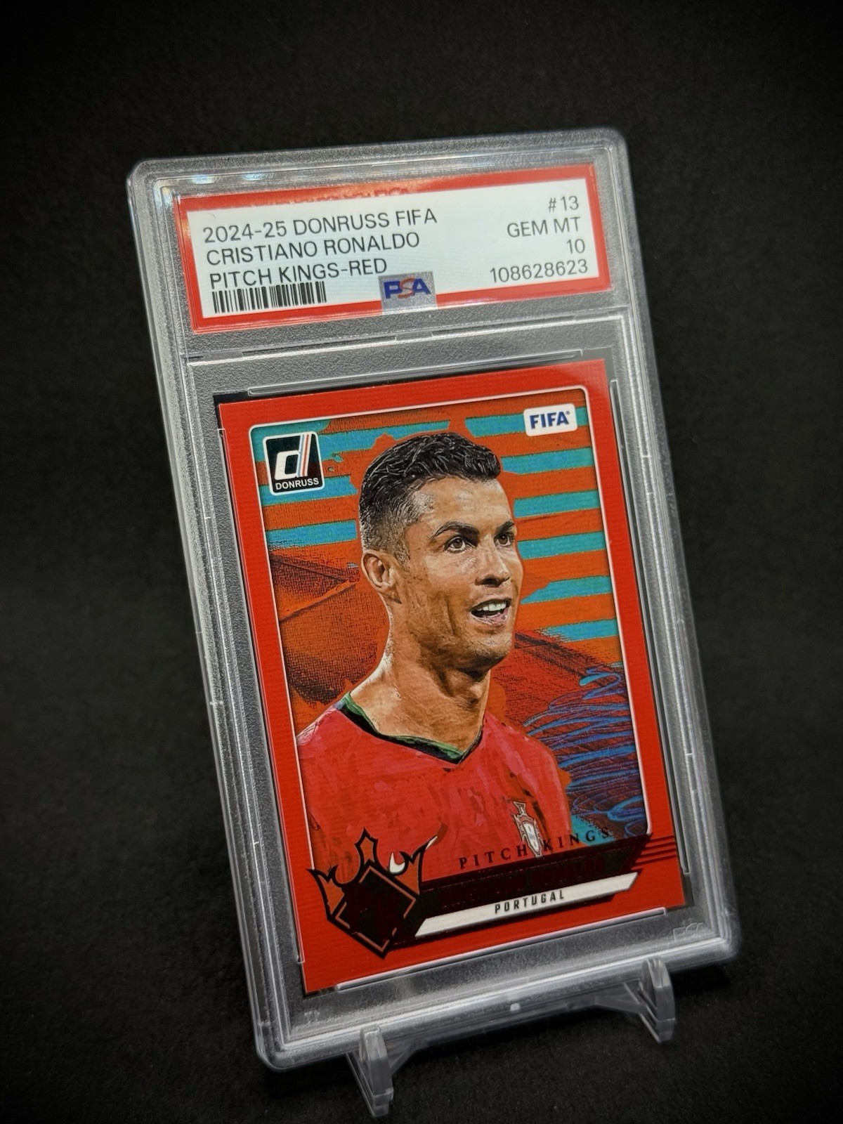 Cristiano Ronaldo 2024 Panini Donruss Soccer Pitch Kings RED SP PSA 10
