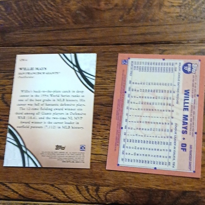 Topps MLB Willie Mays Giants Pair Heritage/Gallery Walk Insert GW6