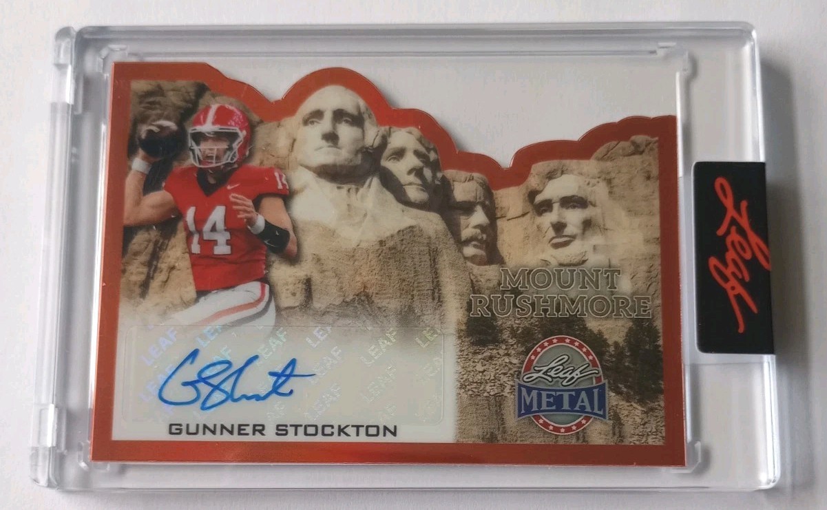 Gunner Stockton 2026 Leaf President’s Day Mount Rushmore Die-Cut Auto 2/4 Orange