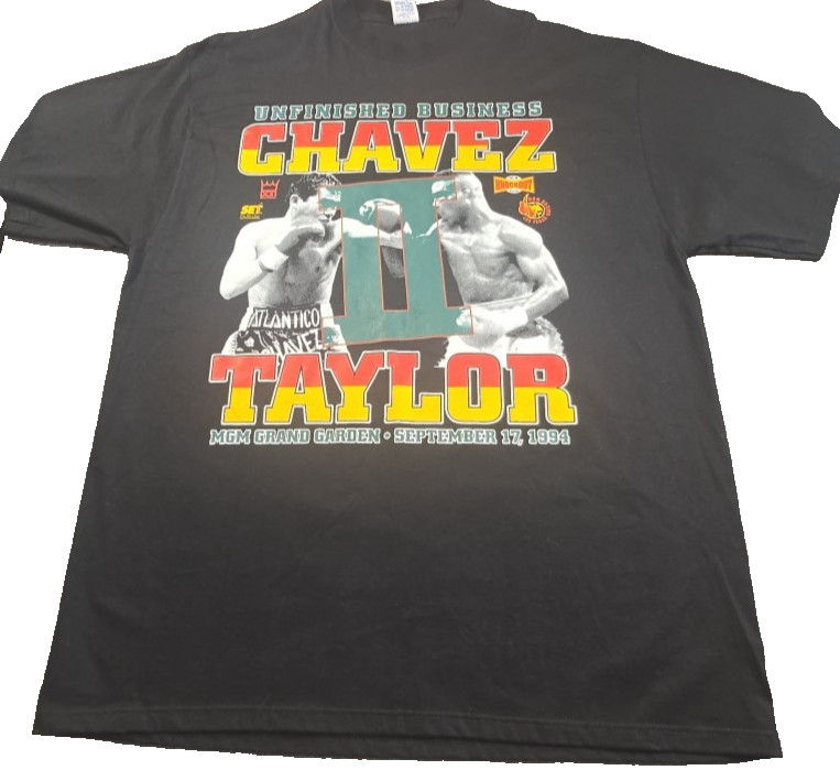 1994 MGM Chavez Taylor II Boxing Deadstock Unfinished Business BLK Tee Shirt XL