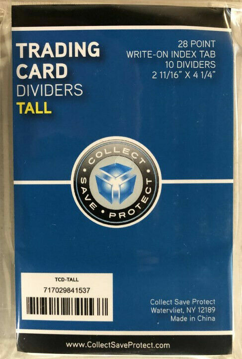 (30) Sports Card Tall Dividers With (30) FREE Customized MLB Cap Labels